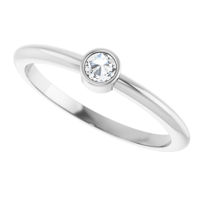Platinum Round Natural Diamond Bezel-Set Stackable Ring – 2-5.7mm Stones - view 15