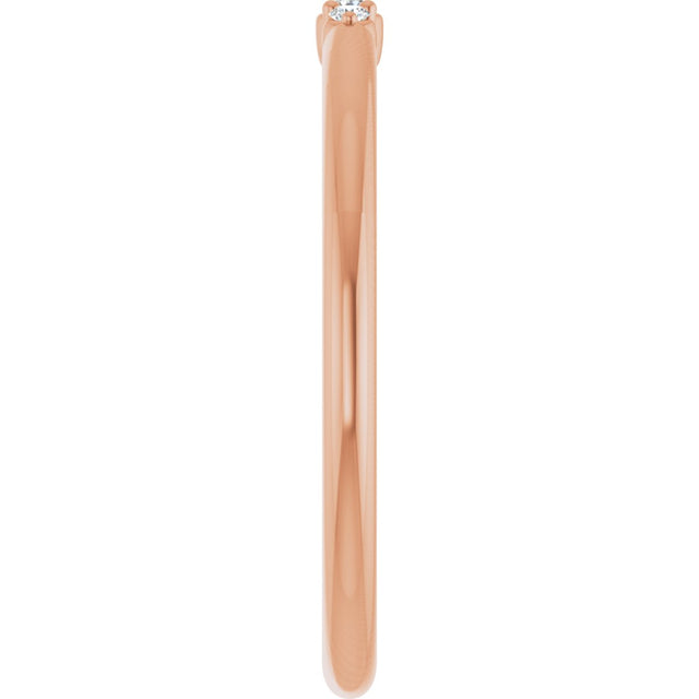 14K Gold Round Natural Diamond Stackable Ring – 1.7mm Stones - Rose Gold - view 9