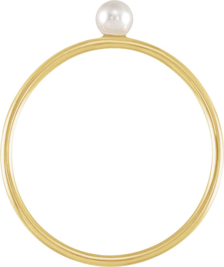14K Gold Stackable Pearl Ring - view 2