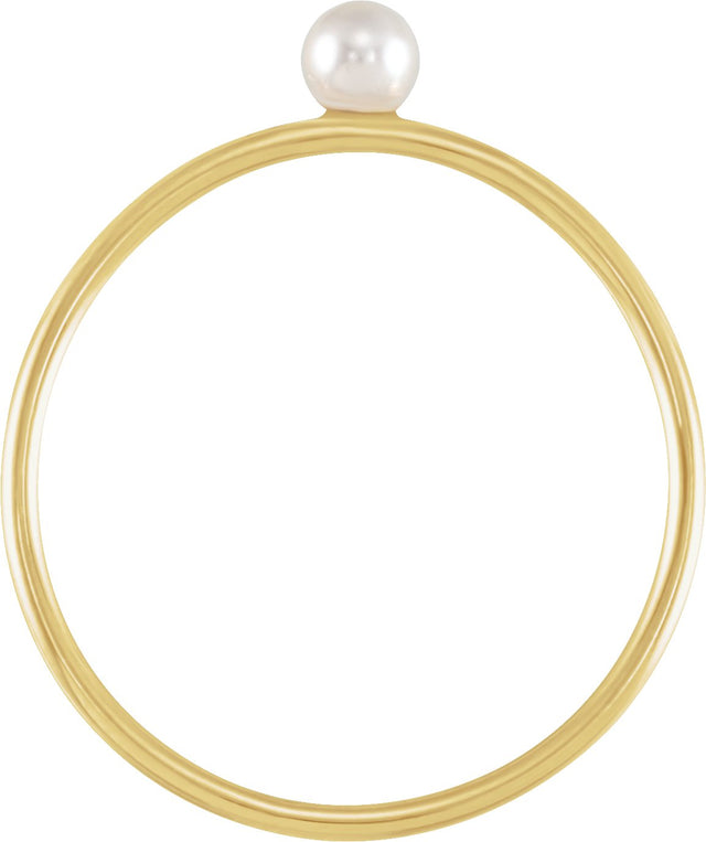 14K Gold Stackable Pearl Ring - view 2