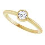 14K Gold Round Natural Diamond Bezel-Set Stackable Ring – 2-5.7mm Stones - Yellow Gold - view 15