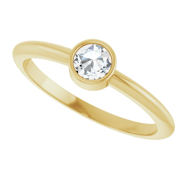 14K Gold Round Natural Diamond Bezel-Set Stackable Ring – 2-5.7mm Stones - Yellow Gold - view 15