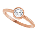 14K Gold Round Natural Diamond Bezel-Set Stackable Ring – 2-5.7mm Stones - Rose Gold - view 15