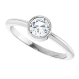 Platinum Round Lab-Grown Moissanite Bezel-Set Stackable Ring - view 15