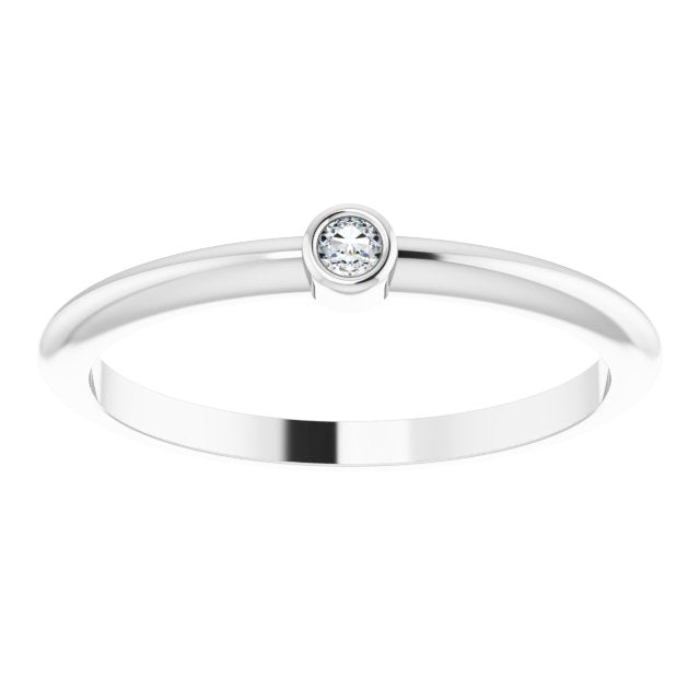 Platinum Round Natural Diamond Bezel-Set Stackable Ring – 2-5.7mm Stones - view 13