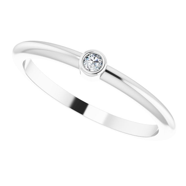 Platinum Round Natural Diamond Bezel-Set Stackable Ring – 2-5.7mm Stones - view 15