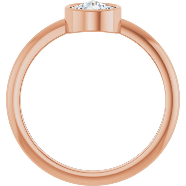 14K Gold Round Natural Diamond Bezel-Set Stackable Ring – 2-5.7mm Stones - Rose Gold - view 12