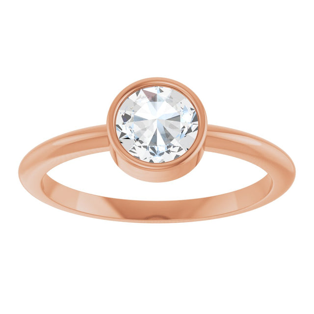 14K Gold Round Natural Diamond Bezel-Set Stackable Ring – 2-5.7mm Stones - Rose Gold - view 13