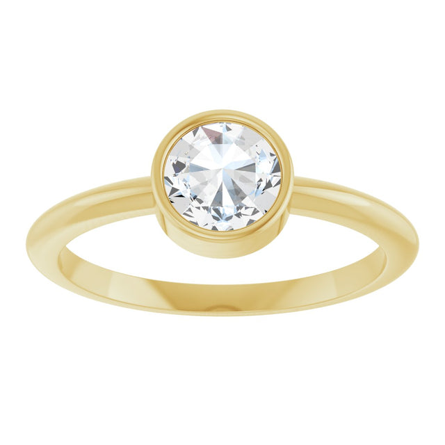 14K Gold Round Natural Diamond Bezel-Set Stackable Ring – 2-5.7mm Stones - Yellow Gold - view 13