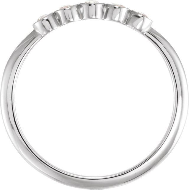 Platinum Round Natural Diamond Rose-Cut Stackable Ring - view 6