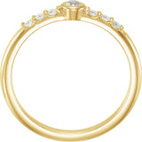 14K Gold Round Natural Blue Sheen Moonstone & Natural Diamond Stackable Bezel-Set Ring - Yellow Gold - view 5
