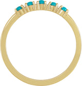 14K Gold Natural Turquoise Cabochon Stackable Ring - Yellow Gold - view 6