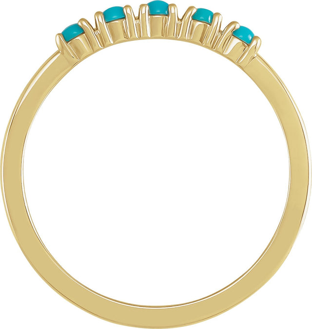 14K Gold Natural Turquoise Cabochon Stackable Ring - Yellow Gold - view 6