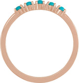 14K Gold Natural Turquoise Cabochon Stackable Ring - Rose Gold - view 6