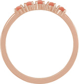 14K Gold Natural Pink Coral Cabochon Stackable Ring - Rose Gold - view 6