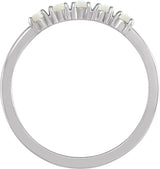 Platinum Natural White Opal Cabochon Stackable Ring - view 6