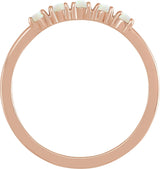 14K Gold Natural White Opal Cabochon Stackable Ring - Rose Gold - view 6