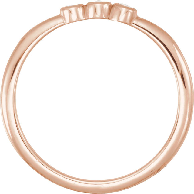 14K Gold Round Natural Diamond Rose-Cut Stackable Ring – 2mm Stones - Rose Gold - view 6
