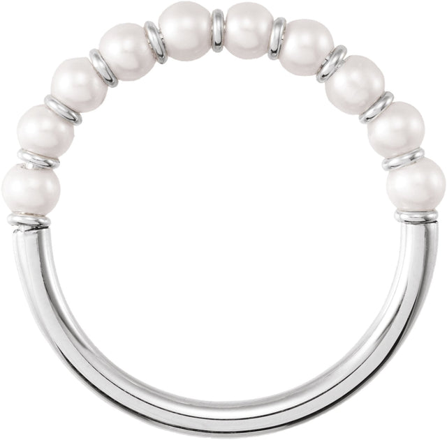 14K Gold Cultured White Freshwater Pearl Freshwater Pearl Ring – 3 mm - White Gold - view 4
