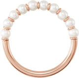 14K Gold Cultured White Freshwater Pearl Freshwater Pearl Ring – 3 mm - Rose Gold - view 5