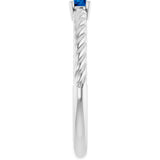 Platinum Round Lab-Grown Blue Sapphire Rope Solitaire Ring - view 13