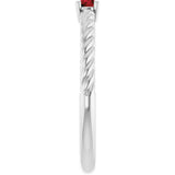 Platinum Round Natural Mozambique Garnet Rope Solitaire Ring - view 14