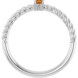 Platinum Round Natural Citrine Rope Solitaire Ring - view 12