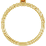 14K Gold Round Natural Citrine Rope Solitaire Ring - Yellow Gold - view 12