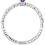 Platinum Round Natural Amethyst Rope Solitaire Ring - view 12