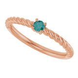 14K Gold Round Lab-Grown Alexandrite Rope Solitaire Ring - Rose Gold - view 15