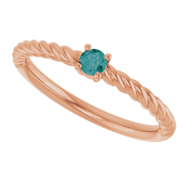 14K Gold Round Lab-Grown Alexandrite Rope Solitaire Ring - Rose Gold - view 15