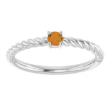 Platinum Round Natural Citrine Rope Solitaire Ring - view 13