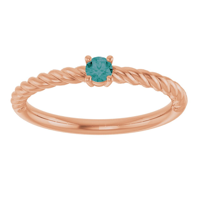 14K Gold Round Lab-Grown Alexandrite Rope Solitaire Ring - Rose Gold - view 13