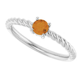 Platinum Round Natural Citrine Rope Solitaire Ring - view 12