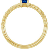 14K Gold Round Lab-Grown Blue Sapphire Rope Solitaire Ring - Yellow Gold - view 11