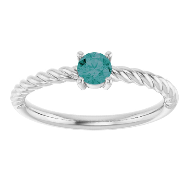 14K Gold Round Lab-Grown Alexandrite Rope Solitaire Ring - White Gold - view 12