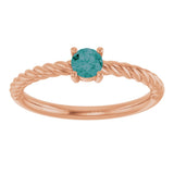 14K Gold Round Lab-Grown Alexandrite Rope Solitaire Ring - Rose Gold - view 13