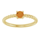 14K Gold Round Natural Citrine Rope Solitaire Ring - Yellow Gold - view 11