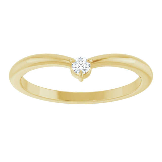14K Gold Round Natural Diamond Stackable V Ring – 2.5mm Stones - Yellow Gold - view 8