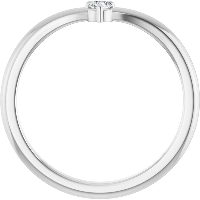 Platinum Round Natural Diamond Stackable V Ring – 2.5mm Stones - view 7