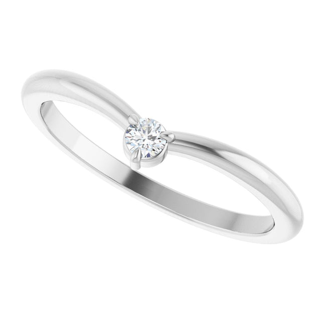 Platinum Round Natural Diamond Stackable V Ring – 2.5mm Stones - view 10