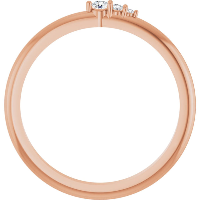 14K Gold Round Natural Diamond Graduated Stackable Ring - Rose Gold - view 7