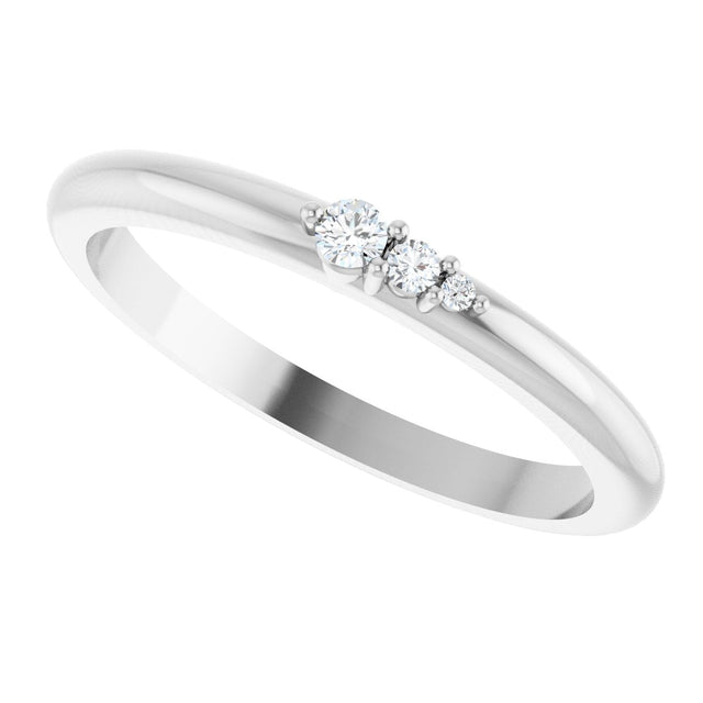 Platinum Round Natural Diamond Graduated Stackable Ring - view 10