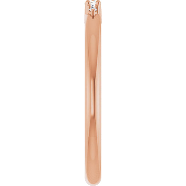 14K Gold Round Natural Diamond Graduated Stackable Ring - Rose Gold - view 9
