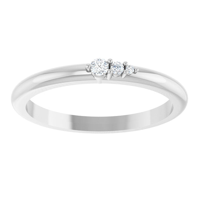 Platinum Round Natural Diamond Graduated Stackable Ring - view 8