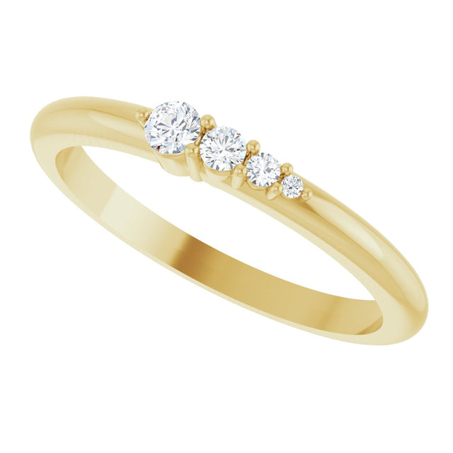 14K Gold Round Natural Diamond Graduated Stackable Ring - Yellow Gold - view 10