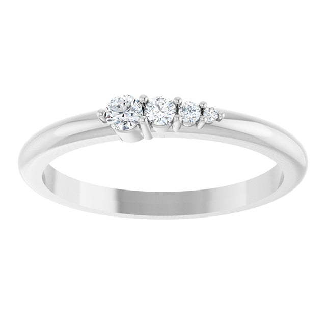 Platinum Round Natural Diamond Graduated Stackable Ring - view 9