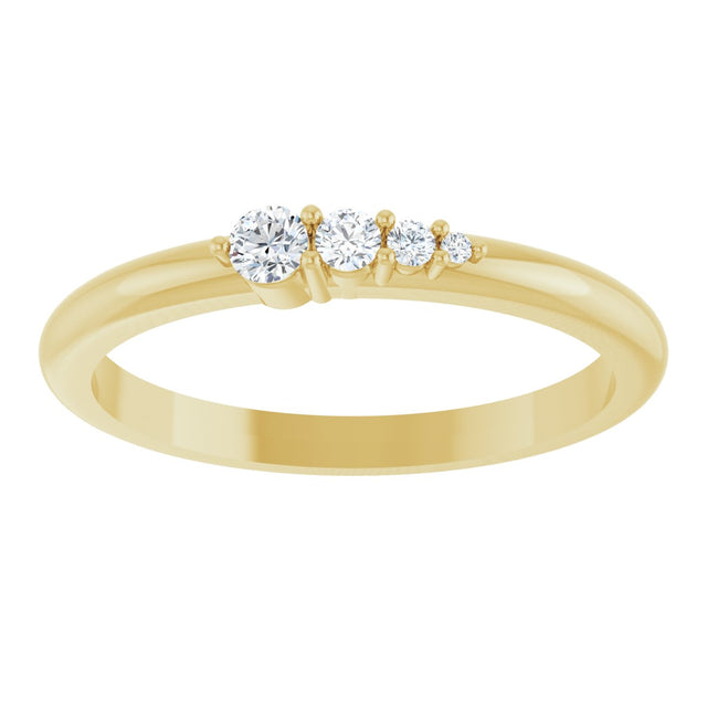 14K Gold Round Natural Diamond Graduated Stackable Ring - Yellow Gold - view 8