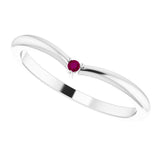 Platinum Round Natural Rhodolite Garnet Stackable V Ring - view 10