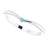 Platinum Round Natural London Blue Topaz Stackable V Ring - view 10